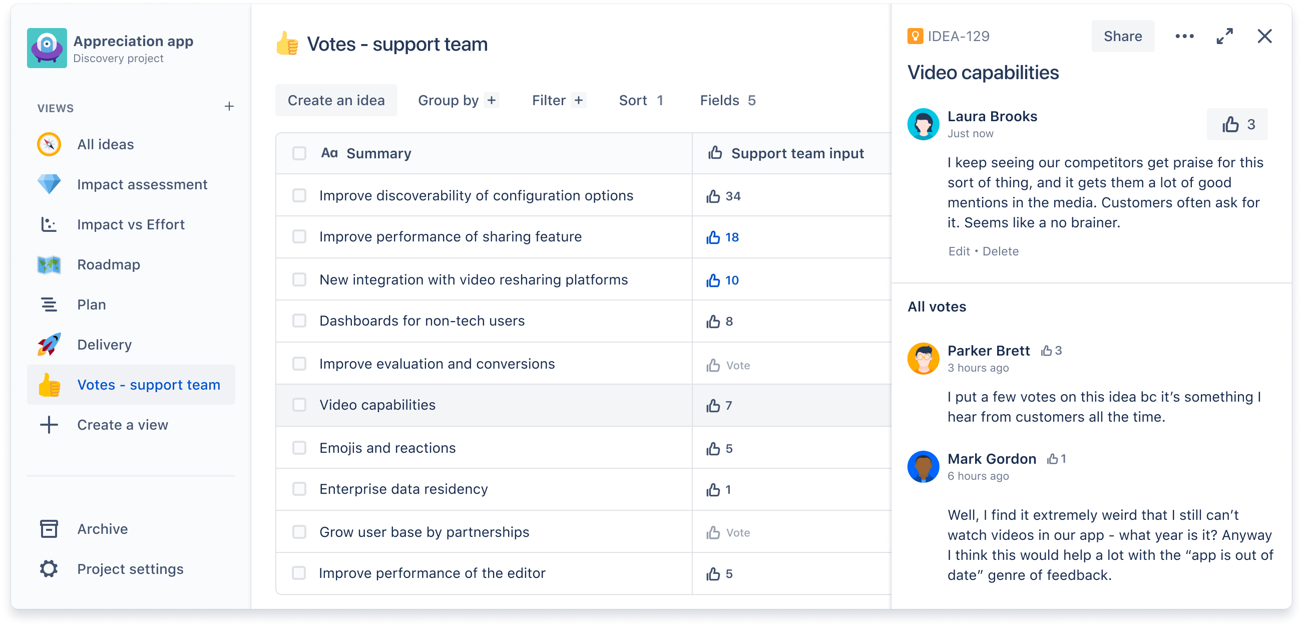 Comentários em tickets