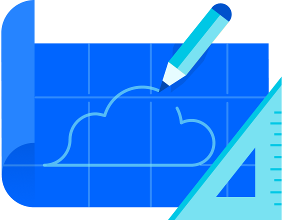 Ilustración de una nube dibujada en un plano