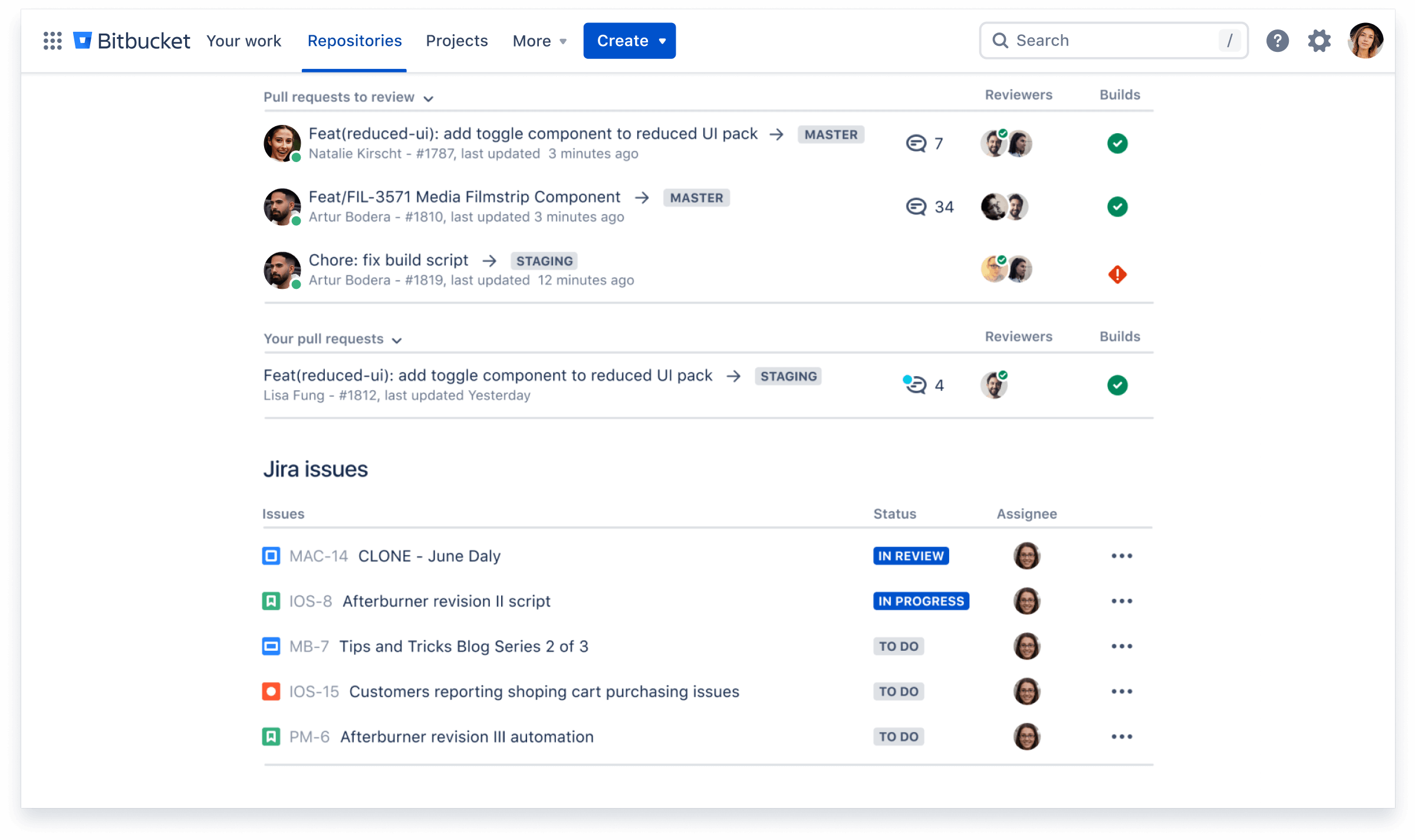 Bitbucket — zrzut ekranu