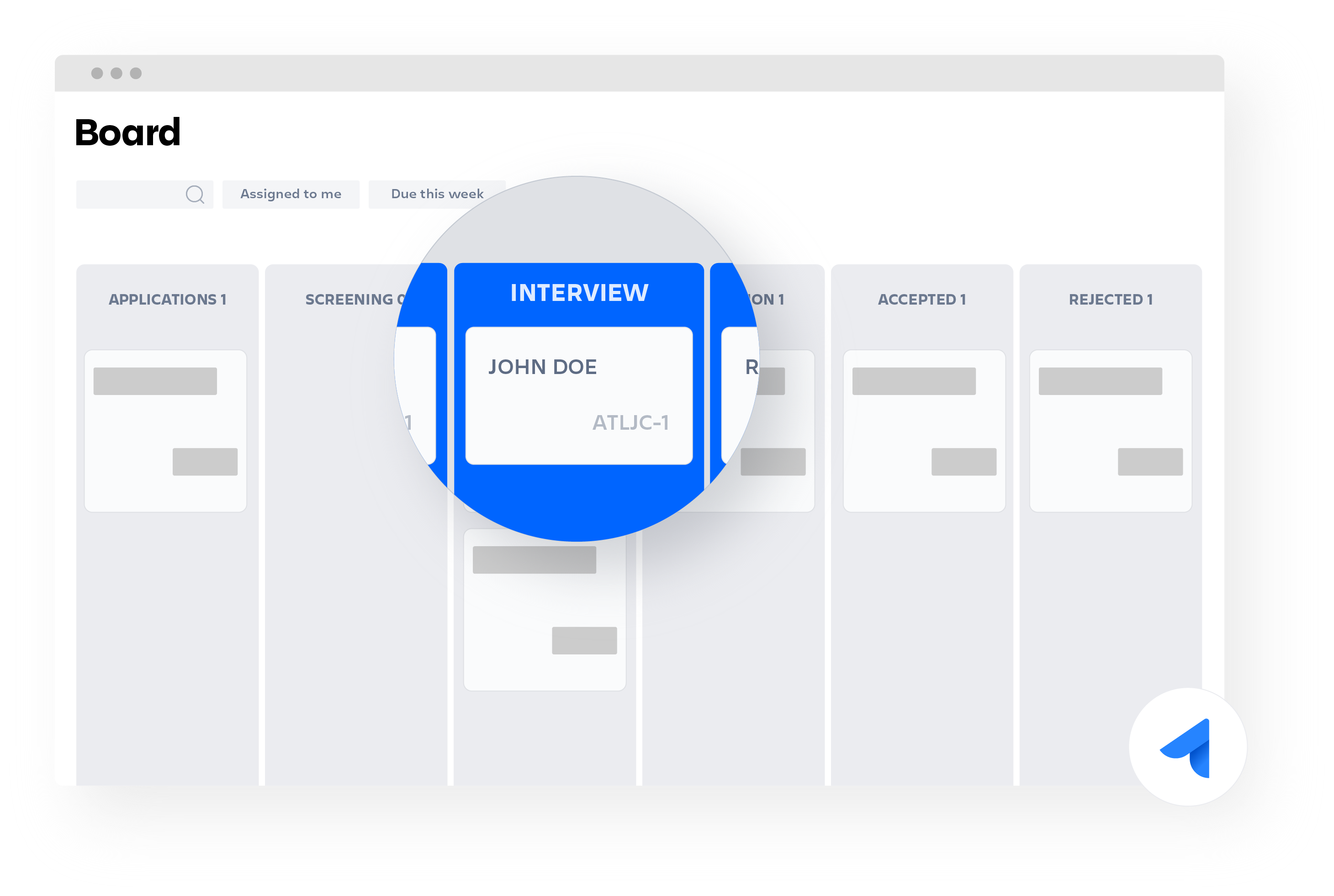 Доска Jira Core с дорожкой «Собеседования»