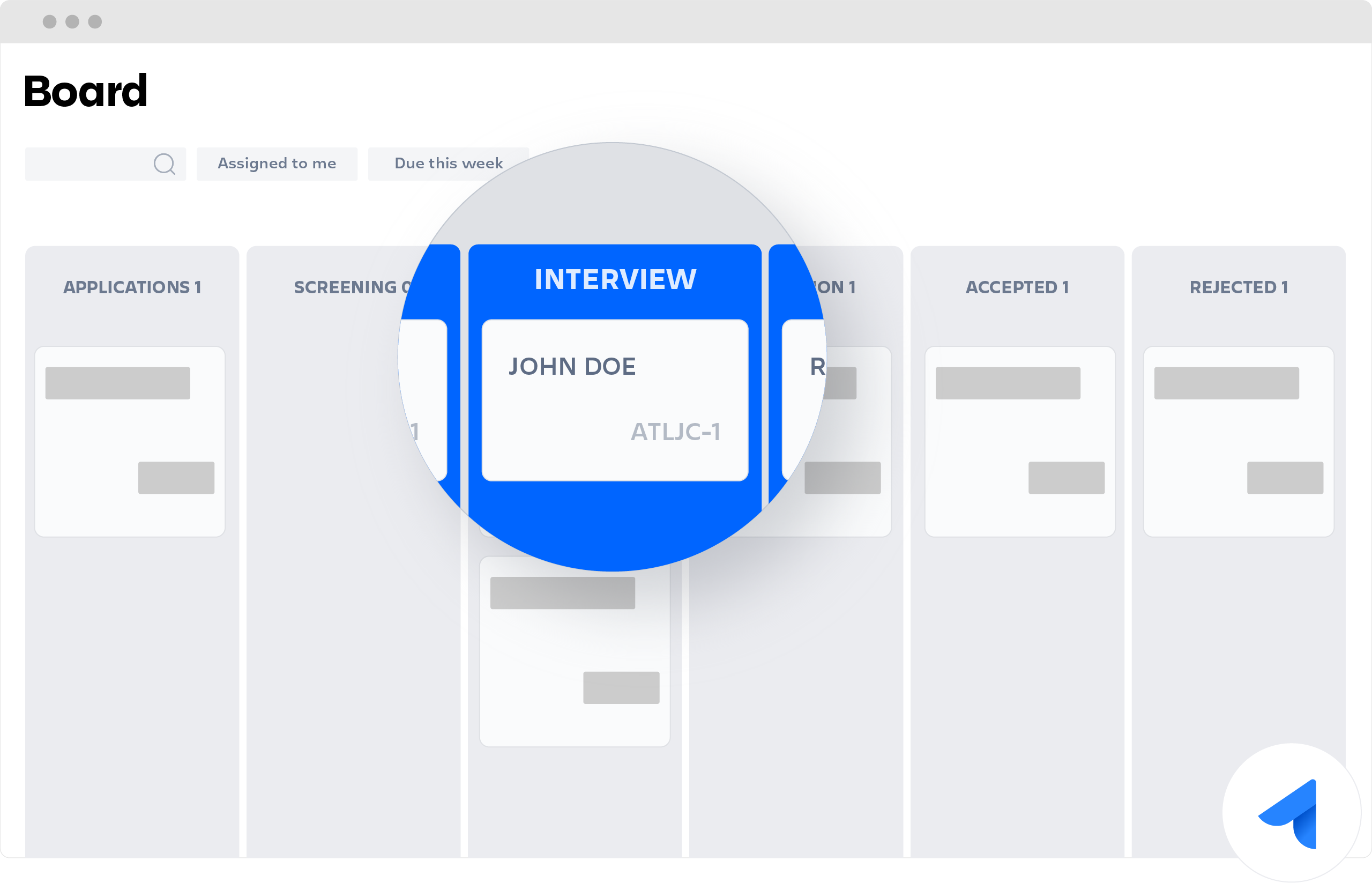 面接レーンのある Jira Core ボード