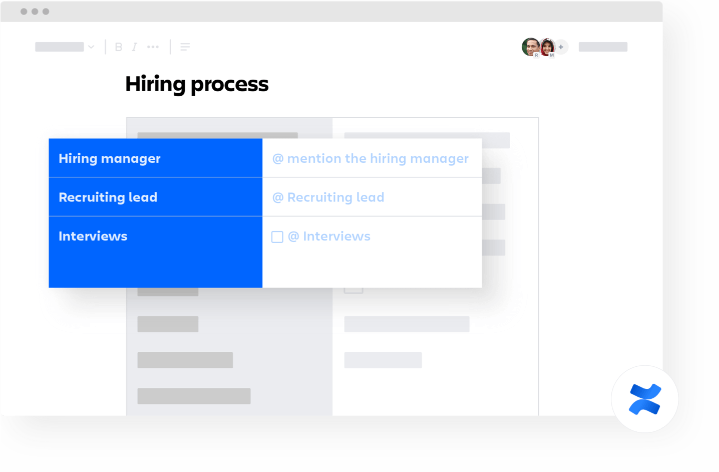 Hiring process confluence template