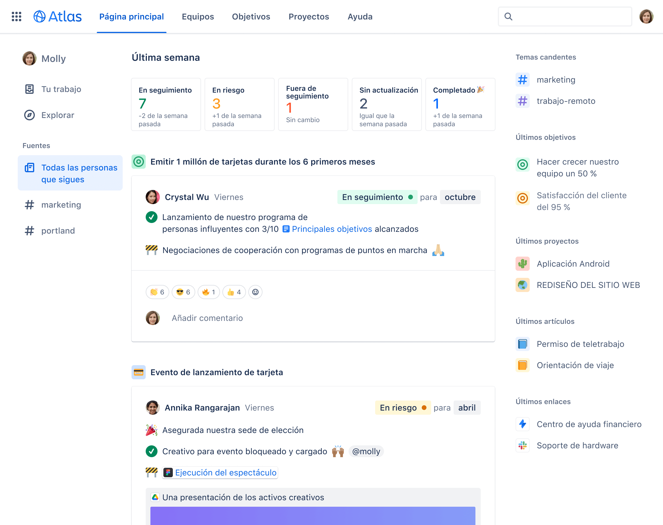 Seguimiento de los objetivos y la coordinación